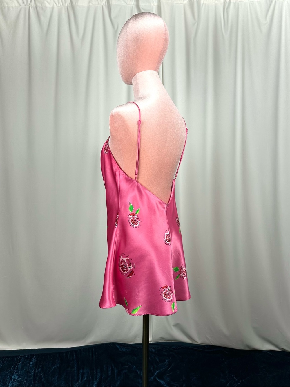 Vintage La Senza Pink Satin Rose Lace Up Babydoll Camisole Y2K Medium - Picture 7 of 16